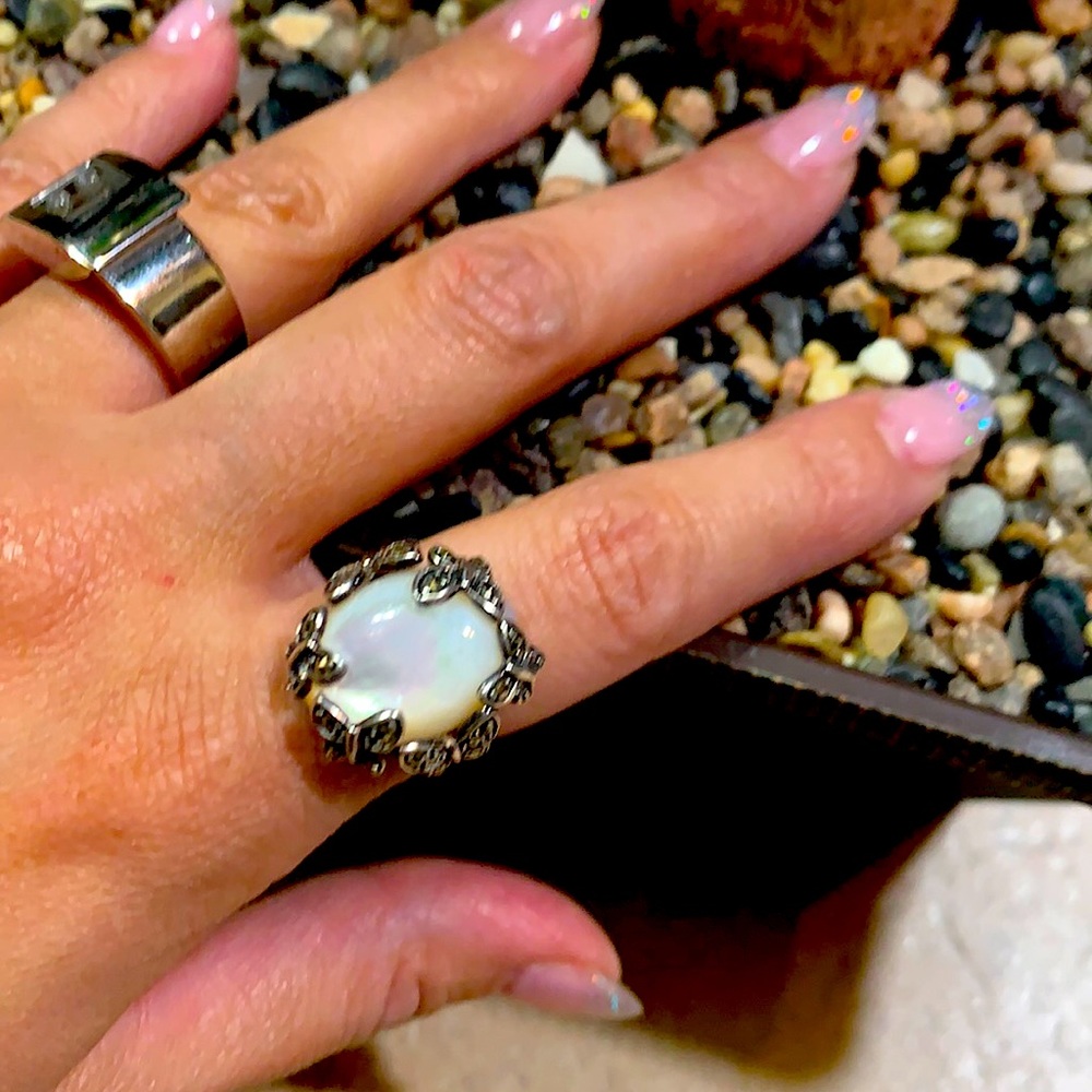 Silver Butterfly with Mother of Pearl